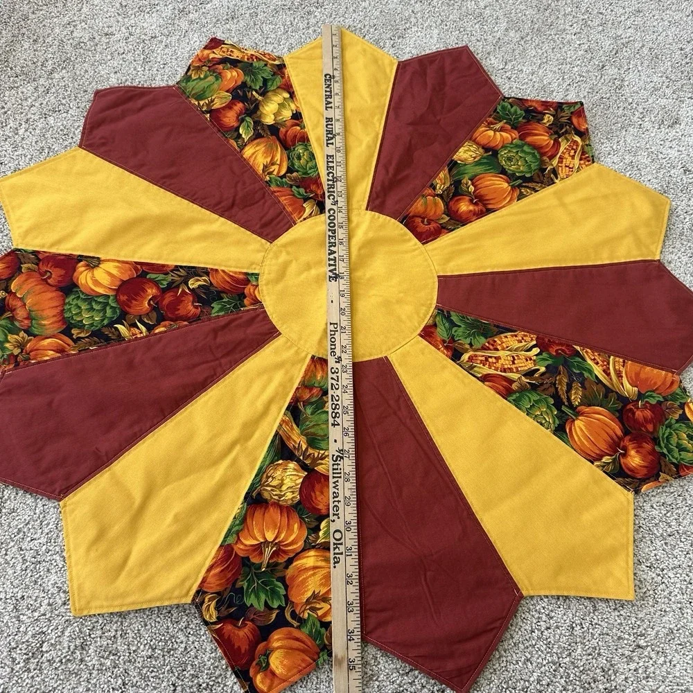 Vintage Handmade Quilted Star Shape Fall Table Topper Centerpiece 36